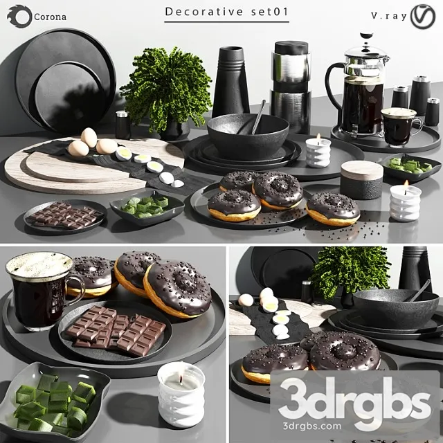 Decorative Set 01 522 3D Model Download