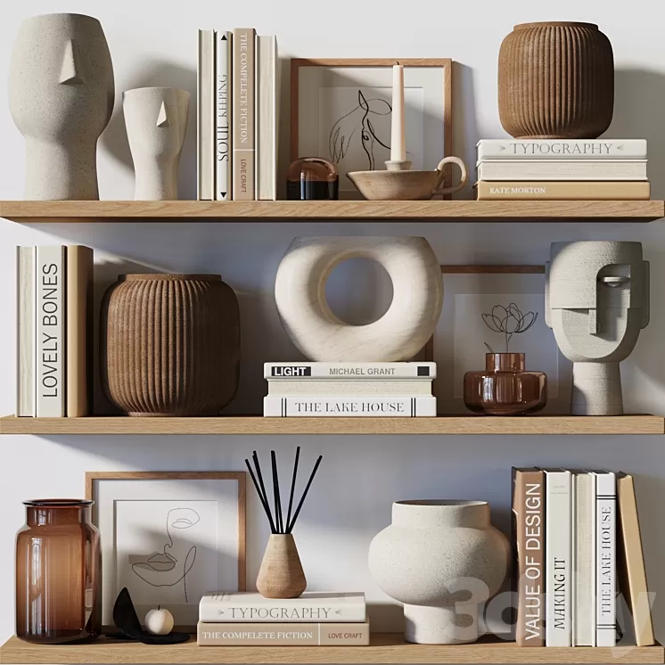 Decorative Set 01 Shelf 3D Model