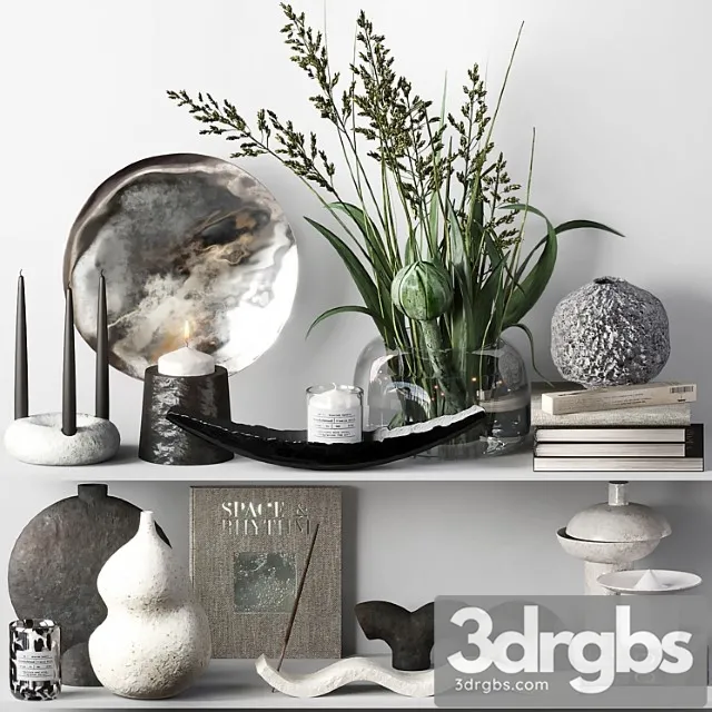 Decorative set 014 with ceramic and bouquet 3D Model Free