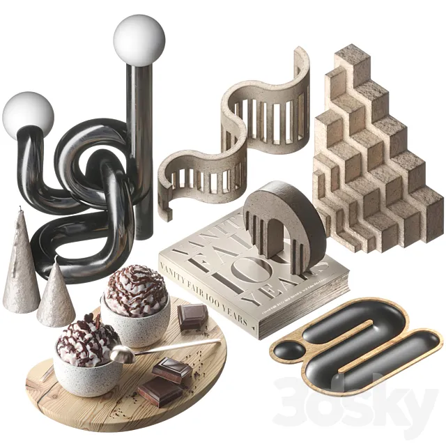 Decorative set 015 geometric shapes with coffee Free Download