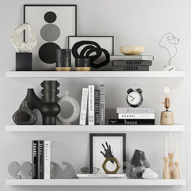 Decorative Set 017 With Classic Alarm Clock And Edison Lamp 3D Model