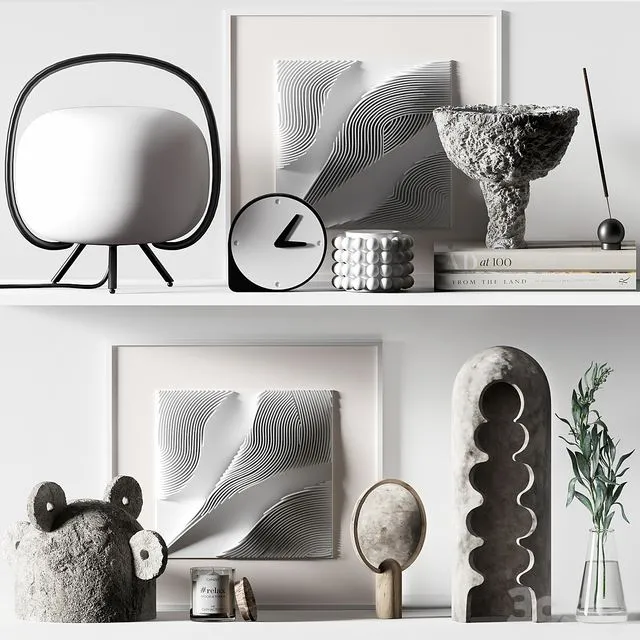 Decorative Set 017 with reliefs and olyve 3D Model