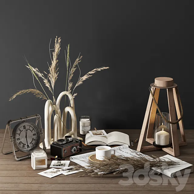 Decorative Set 02 Old Camera 3D Model