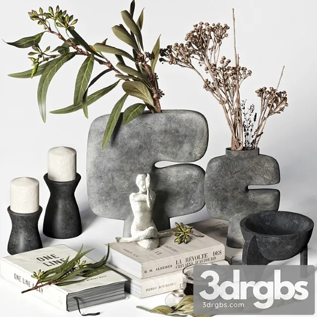 Decorative Set 021 With 101 Copenhagen Vases 3D Model Free