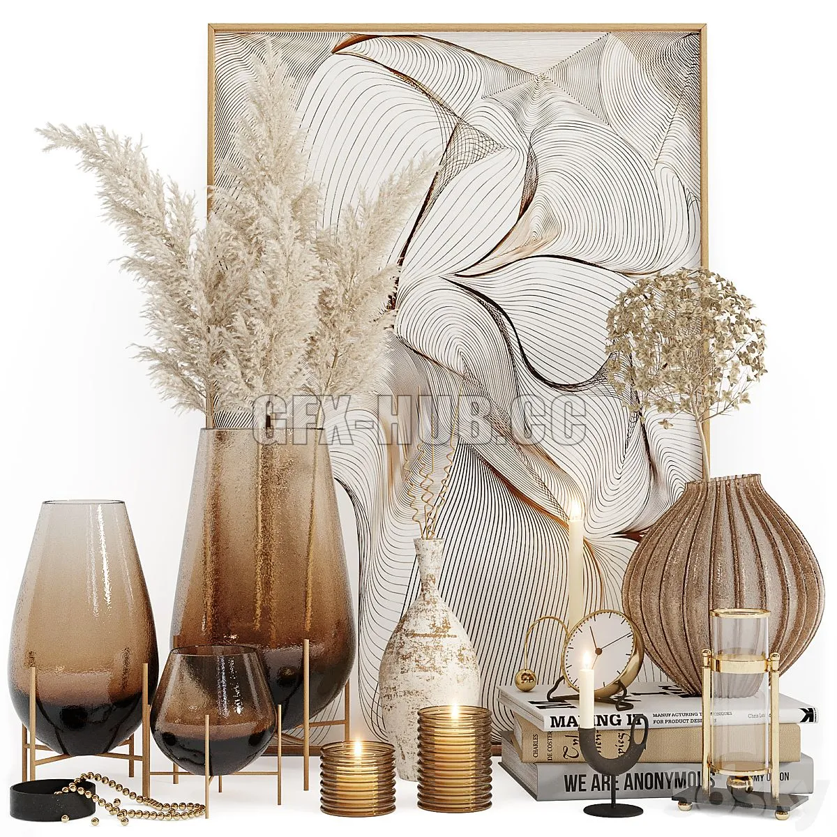 Decorative set 03 with vases Free Download