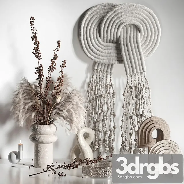 Decorative Set 05 with Macrame and Berry Branch Free Download