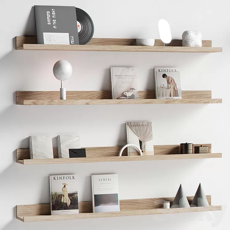 Decorative set 050 bookshelf 3D Model