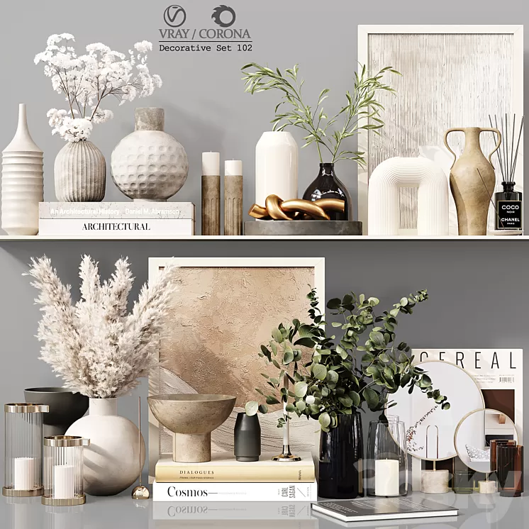 Decorative Set 102 3D Model Free