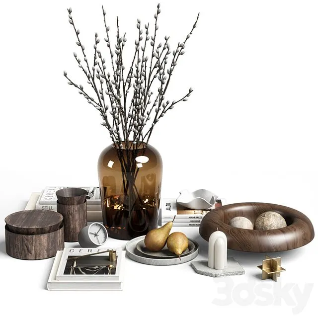 Decorative Set 12 with willow 3D Model