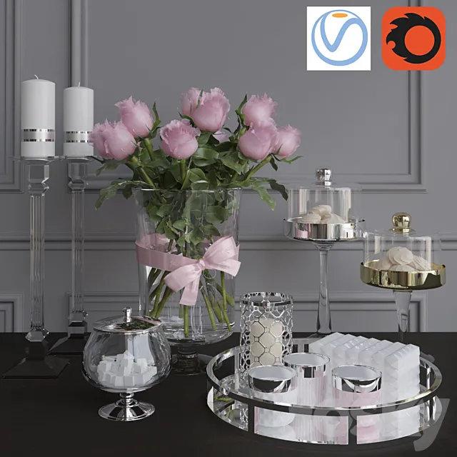 Decorative set 2 Vray + Corona 3DModel