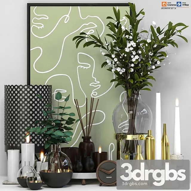 Decorative Set 24 20 3D Model Free