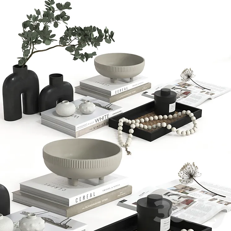 Decorative set 26 - coffee table decor set 3D Model Free