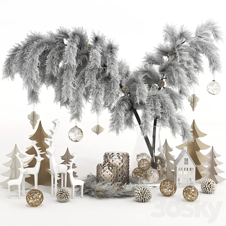Decorative set 28 - Christmas Decoration 3D Model Free