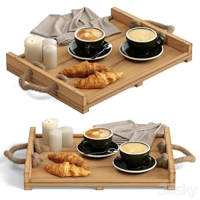 Decorative set 31 Coffee and croissants 3D Model