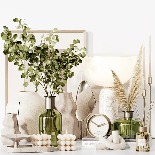 Decorative set 31 With eucalyptus Plants 3D Model