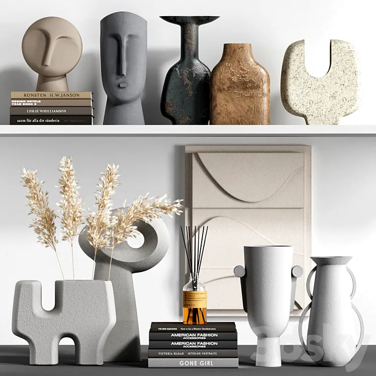 Decorative set 31 with panels vases and other decor 3D Model Free