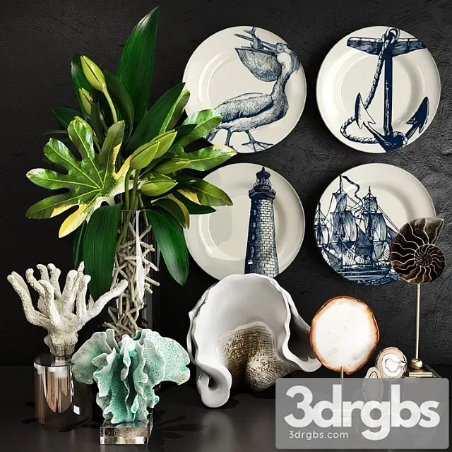 Decorative set 34 2 3D Model Free