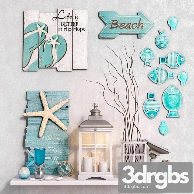 Decorative set 4 2 3D Model Free