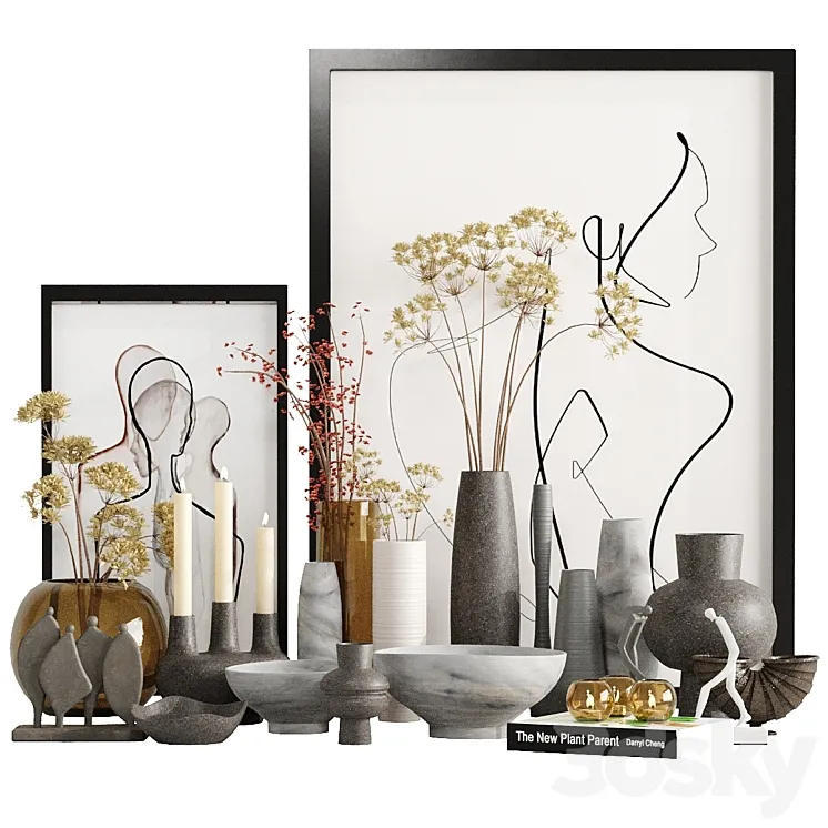 Decorative Set 5 3D Model Free