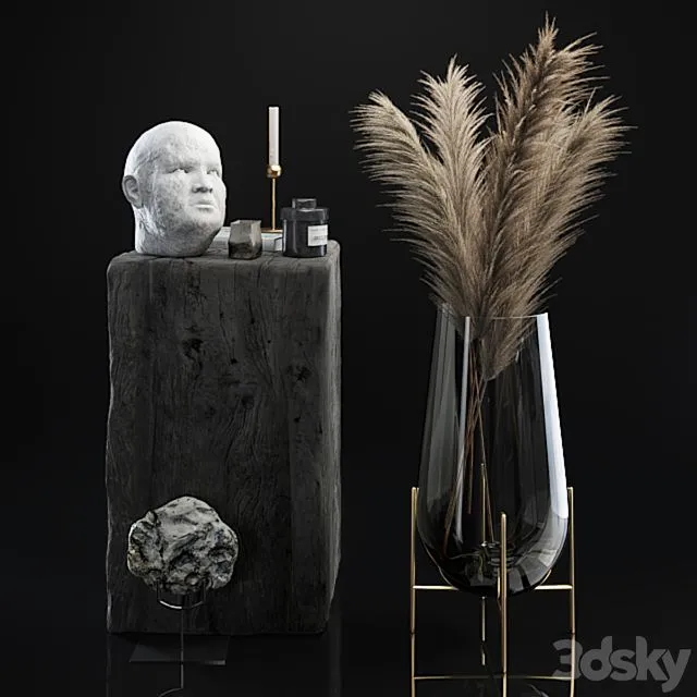 Decorative set 5 with dried plants 3D Model