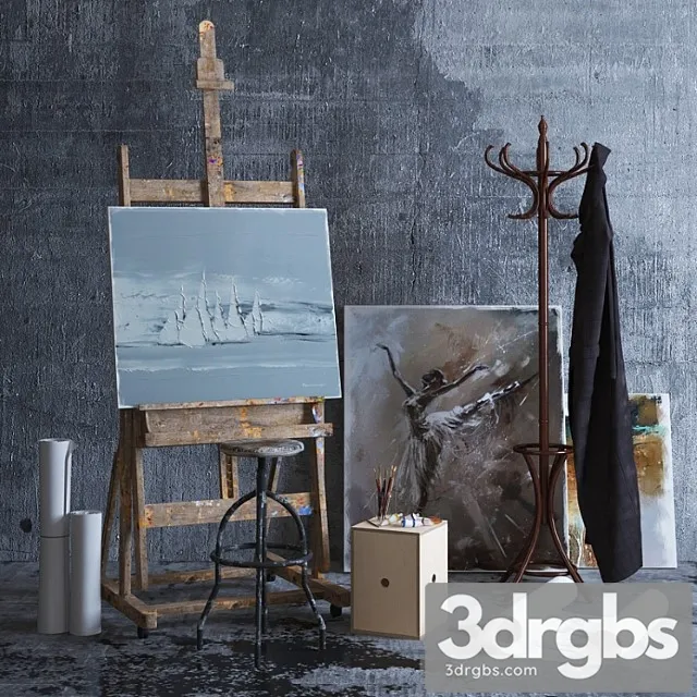 Decorative set Artist& 3D Model Free