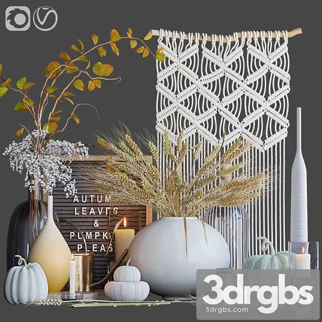 Decorative set Autumn decorative set with wheat 3D Model Free