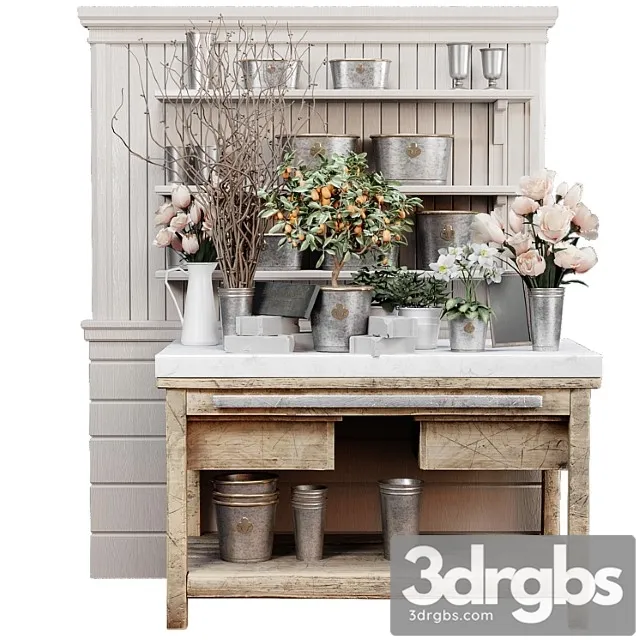 Decorative set Ave la mercerie flowers 3D Model Free