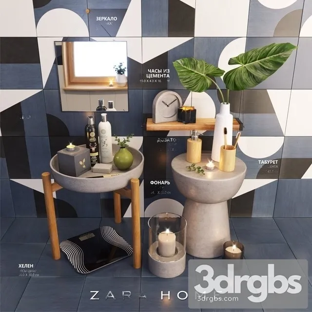 Decorative Set Bathroom 3D Model Free