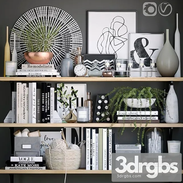 Decorative set Black and white decor set 6 3D Model Free