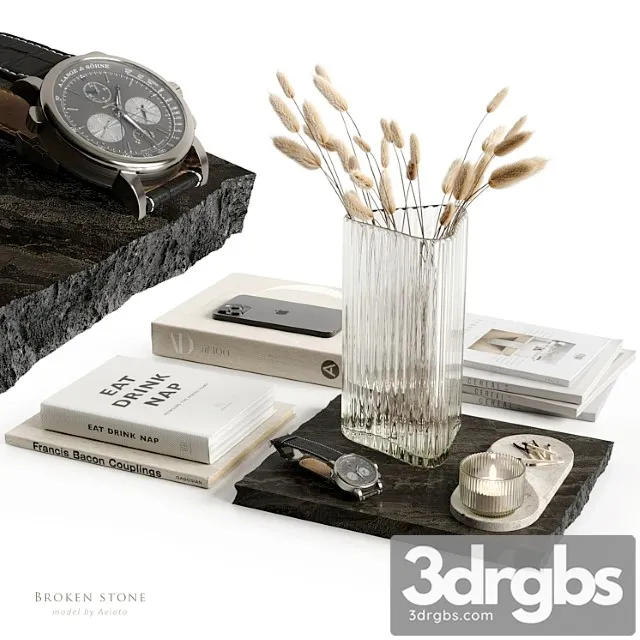 Decorative set Broken stone 3D Model Free