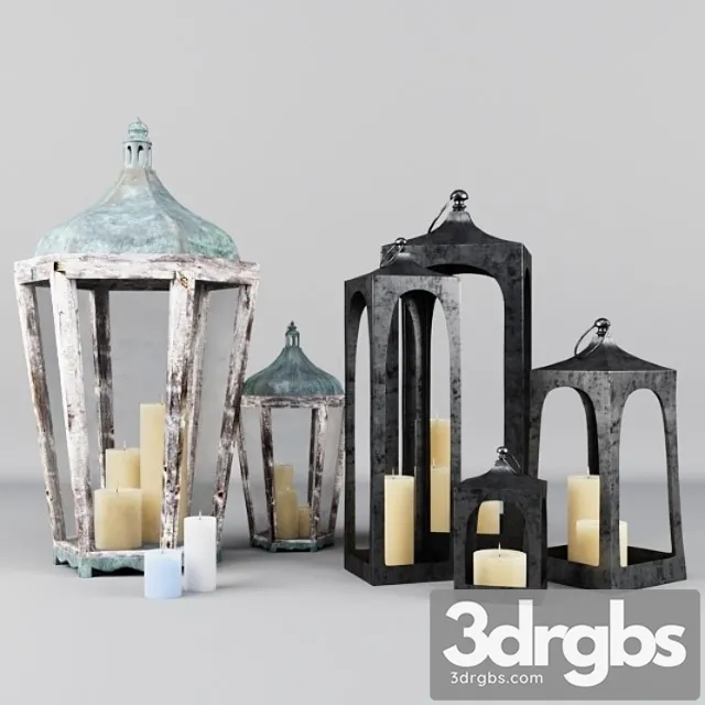 Decorative set Caleb and park hill lantern 3D Model Free