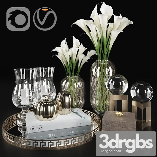 Decorative set Calla and candles 3D Model Free