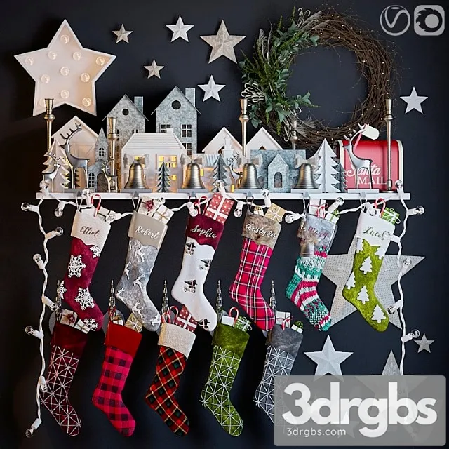 Decorative set Christmas decor 3 3D Model Free