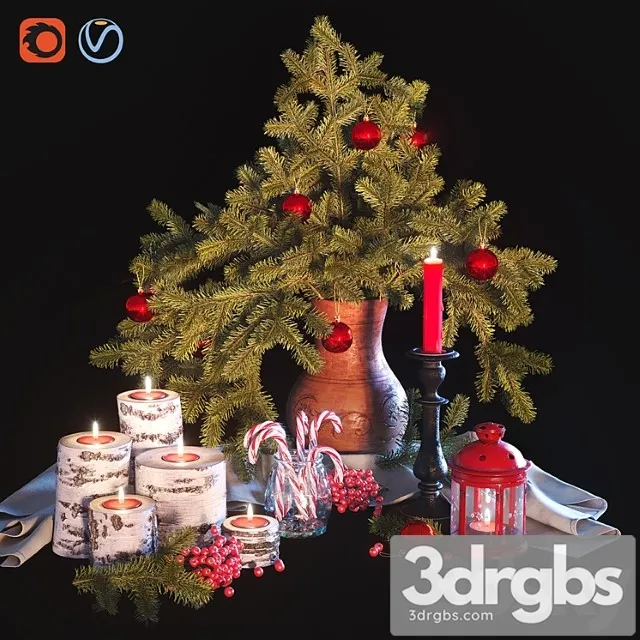 Decorative set Christmas decorative set_2 3D Model Free