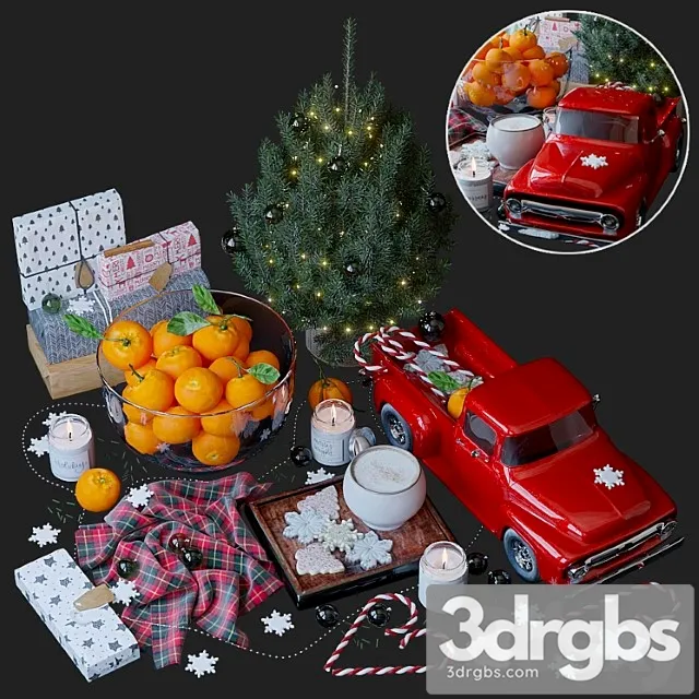 Decorative set Christmas style decorative set 3D Model Free
