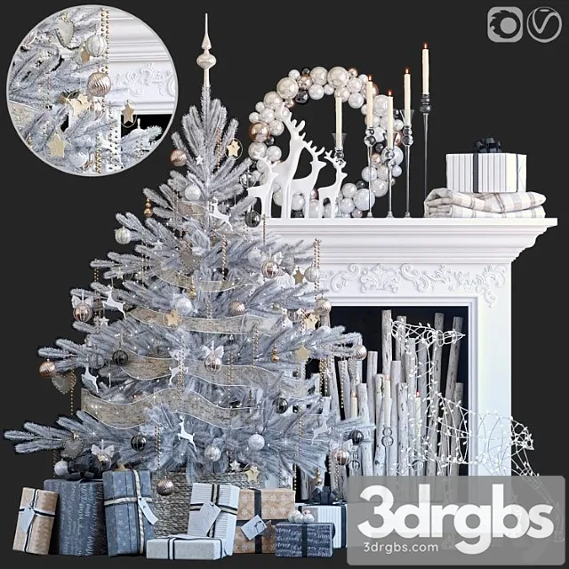 Decorative set Christmas tree 5 3D Model Free