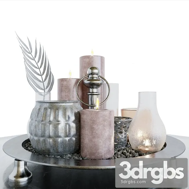 Decorative set Collection of candles and candlesticks 3D Model Download