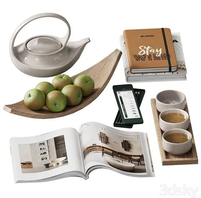 Decorative set decor with apples 3D Model