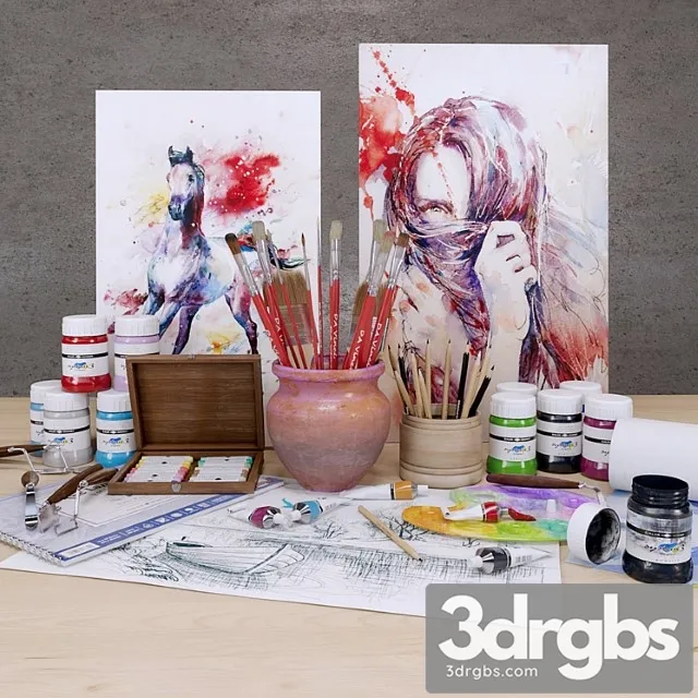 Decorative set Drawing set 3D Model Free