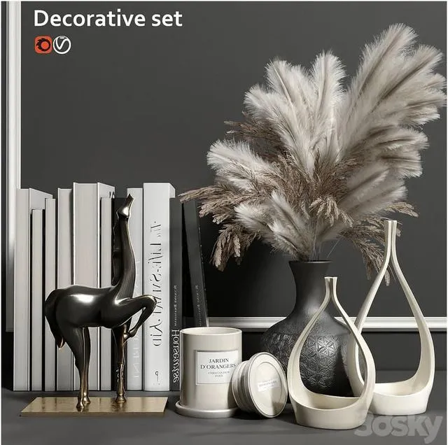 Decorative set dried flowers fragrances 3D Model