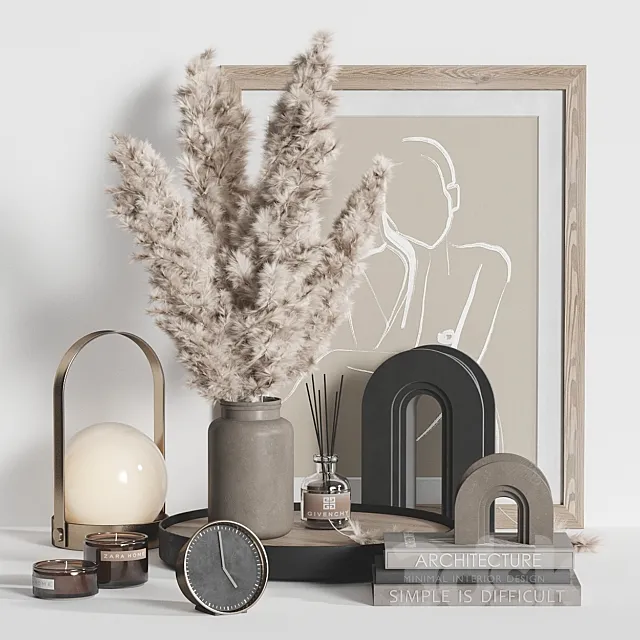 Decorative Set Dried Plant 3DModel