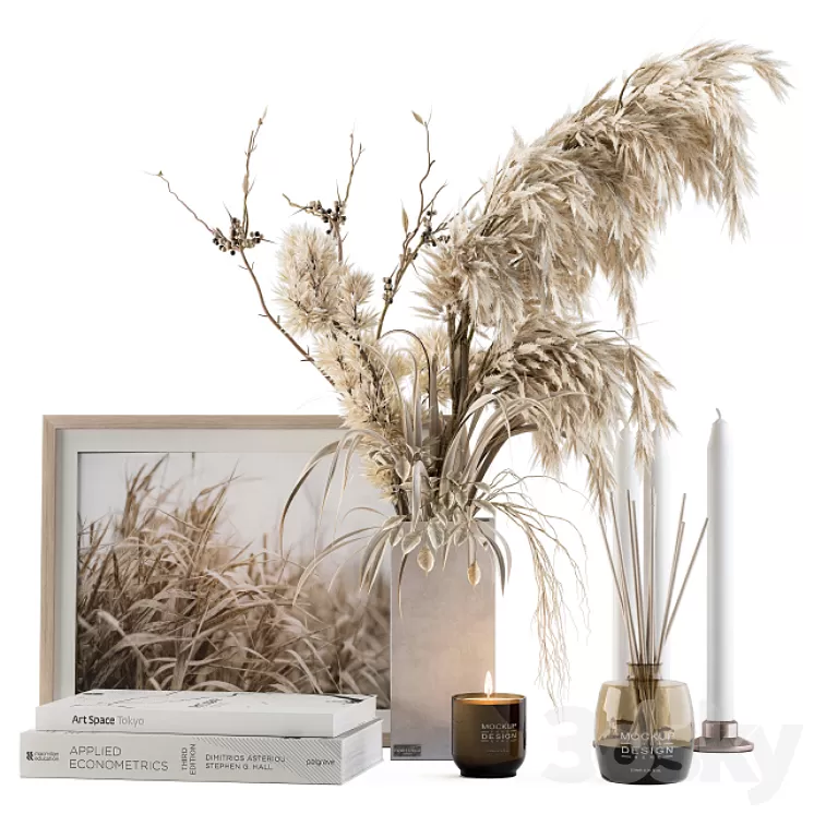 Decorative Set Dried Plants and Pampas - Set 46 3D Model