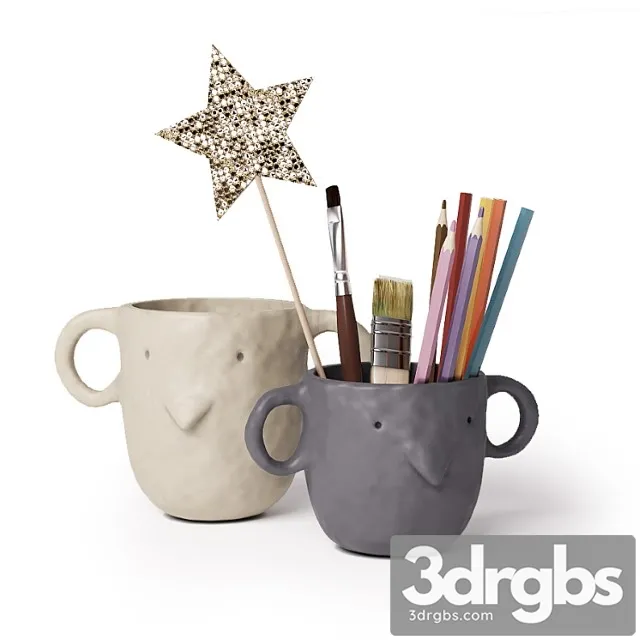 Decorative set Ferm living - mus plant pot 3D Model Free