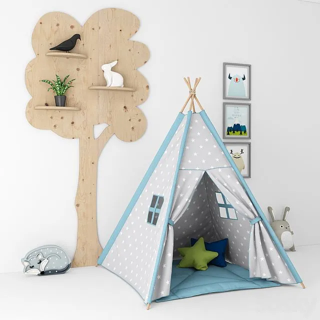 Decorative set for a nursery with a tent 3D Model
