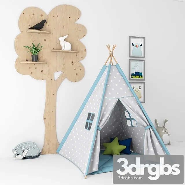 Decorative Set For A Nursery With A Tent 3D Model Free
