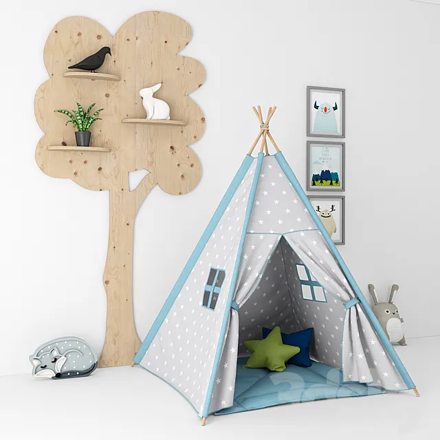 Decorative set for a nursery with a tent Free Download