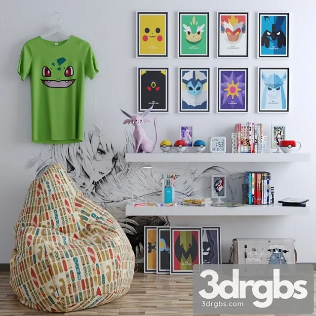 Decorative Set for Children Anime 3D Model Free