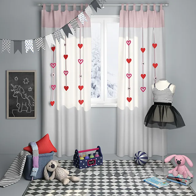 Decorative set for children's room girls 3D Model