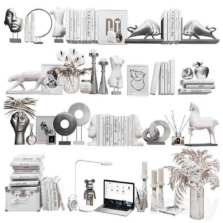 Decorative set for filling 10 shelves 3D Model