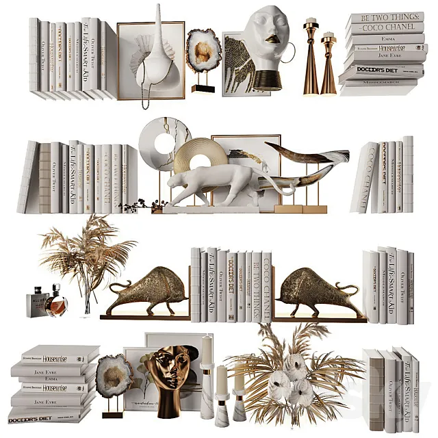 Decorative set for filling shelves 8 3DModel